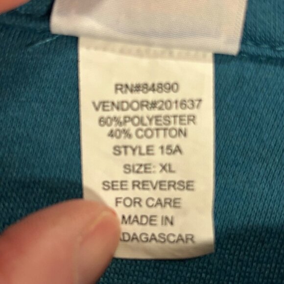 Casual Joe Men's Size XL Full Zip Jacket Turquoise EUC - Picture 9 of 9